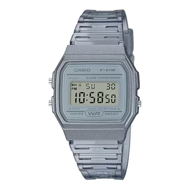 خرید ساعت کاسیو رنگی رابر طوسی CASIO F-91WS-8 با گارانتی و اصل